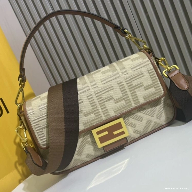 HOT Motif Baguette FF Canvas Beige Medium Fendi In Bag 0730